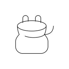 Illustration of a simple outline drawing of a pot with a handle and a curved line extending from it