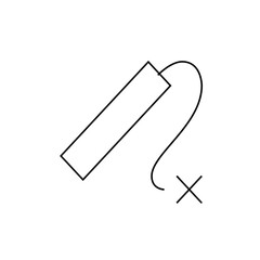 Illustration of a dynamite stick with a fuse and an x marking the spot where the fuse will ignite