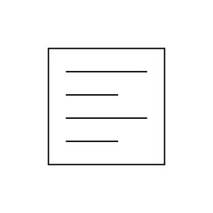 A square outline containing four horizontal lines of varying lengths with a white background plain view image