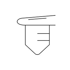 Illustration of a test tube with liquid markings and a finger holding it in a simple line drawing style