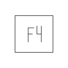 A simple black and white illustration of the letters f and four inside of a square outline shape