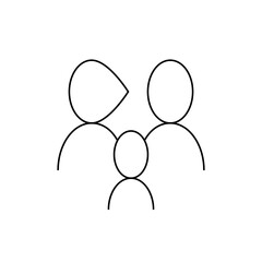 Illustration of a family of three with simple line drawings showing mother father and child figure