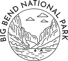 Big Bend National Park monoline vintage outdoor badge design
