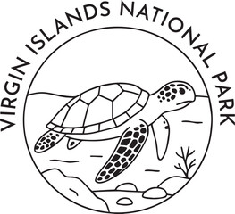 Virgin Islands National Park monoline vintage outdoor badge design
