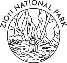 Zion National Park monoline vintage outdoor badge design