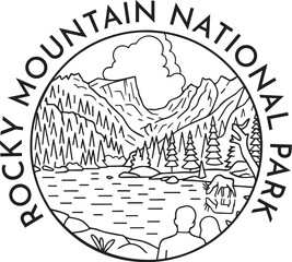 Rocky Mountain National Park monoline vintage outdoor badge design