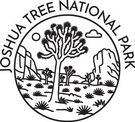 Joshua Tree National Park monoline vintage outdoor badge design