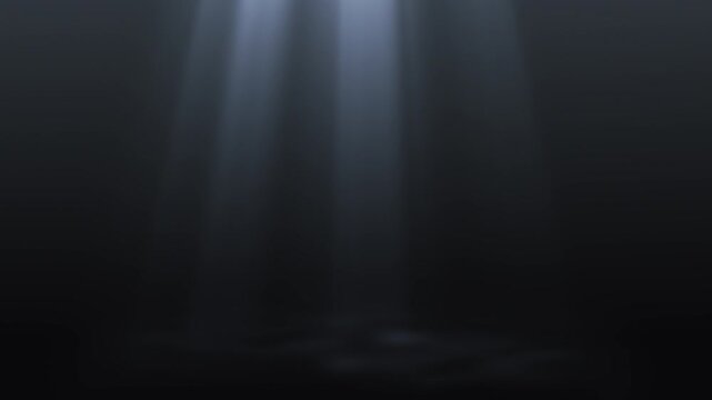 Abstract dark presentation backdrop, volumetric God rays shining down, seamless looping motion graphics, deep navy environment for impactful stage display, dramatic. Copy space