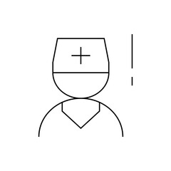 Illustration of a doctor with a surgical cap and gown depicted in a minimalist line drawing style design