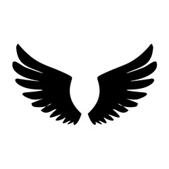 Black eagle vector illustration with flying wings silhouette and peace dove design icon
