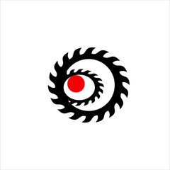 Unique eye logo design with saw blade.