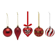 Five Christmas Ornaments Isolated 