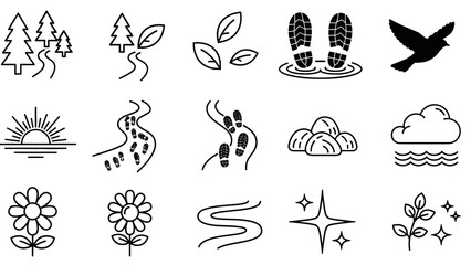 Fototapeta premium Nature's Trail Eco-Friendly Icons for Outdoor Adventures
