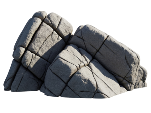 Granite boulders PNG isolated on transparent background, natural rock formation for landscaping and outdoor design projects