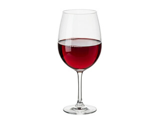 Fototapeta premium Elegant red wine glass isolated PNG on transparent background, full of rich burgundy liquid for celebrations and fine dining