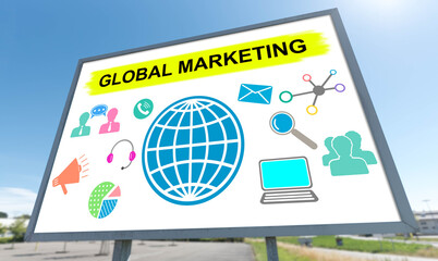 Global marketing concept on a billboard