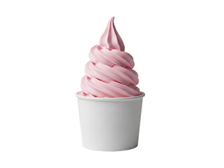 Pink frozen yogurt in a cup isolated PNG, sweet dessert treat for summer and healthy eating on...