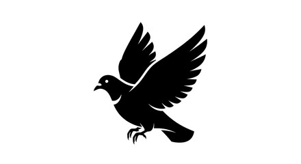 Obraz premium Black Dove Flying Silhouette Isolated on White Background.