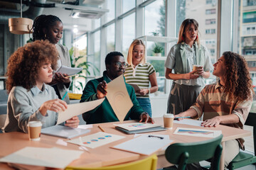 Diverse startup team collaborating during a business meeting