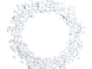A ring of small, white, textured, 3D elements forms a circular shape against a black background. Each unit is irregularly shaped