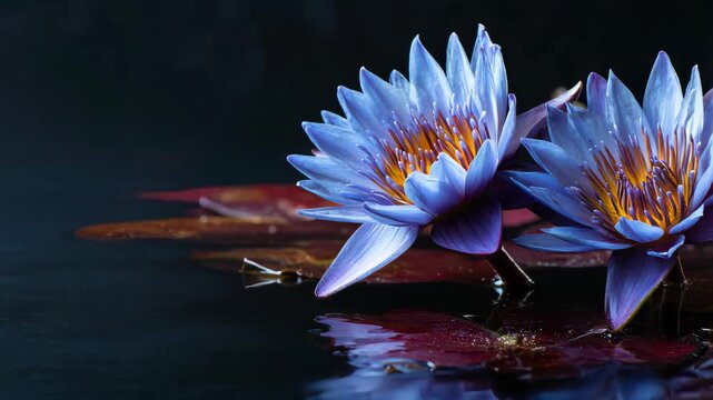 lotus (Nymphaea caerulea) flower background with copy space, Flowers composition as background