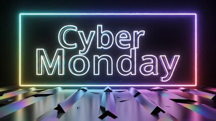 Cyber Monday neon sign glows with vibrant colors, symbolizing online shopping and digital sales.