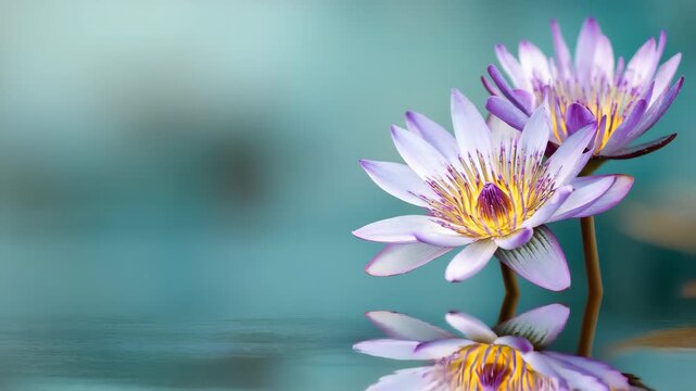 lotus (Nymphaea caerulea) flower background with copy space, Flowers composition as background