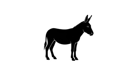 Black donkey silhouette vector illustration isolated on white background.