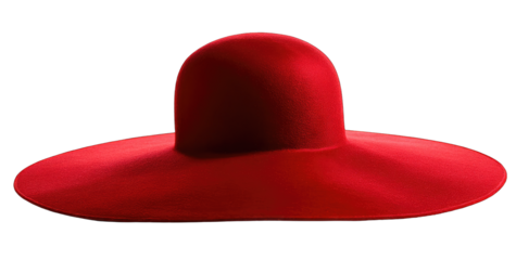 Red wide-brimmed hat, smooth texture