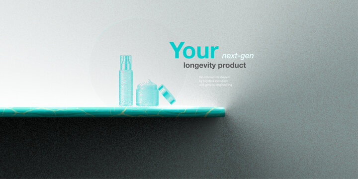 Premium cosmetic podium with skincare bottles in a clean bio-innovation style. Ideal for beauty, wellness, healthcare, biotech, anti-aging and luxury product presentation. Vector illustration