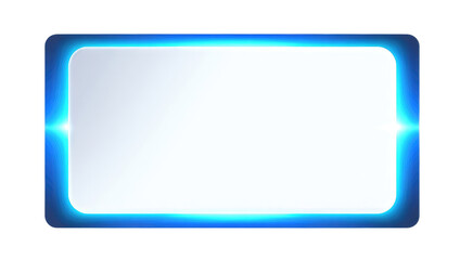 Fototapeta premium A luminous, rectangular shape with rounded corners. The central area is bright white with a slightly glossy appearance. A vibrant, glowing blue border frames it