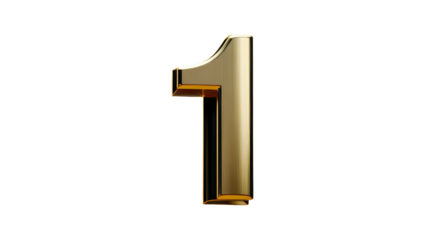 A singular, golden digit "1" rendered in a sleek, three-dimensional style, stands in striking contrast against a deep black backdrop
