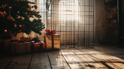 Christmas morning with decorated tree