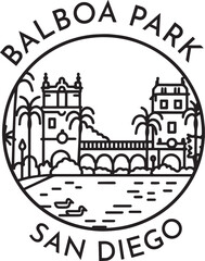 Balboa Park  monoline vintage outdoor badge design