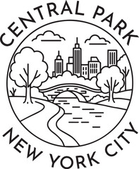 Central Park  monoline vintage outdoor badge design