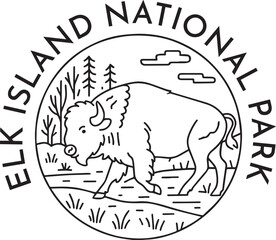 Elk Island National Park  monoline vintage outdoor badge design