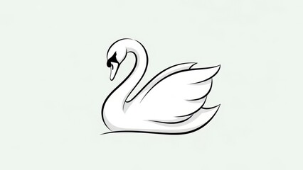 Fototapeta premium Elegant Swan Illustration Minimalist Line Art.