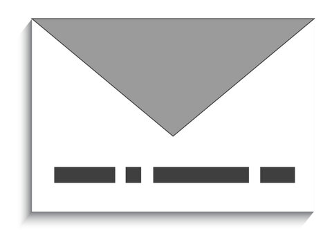 Communication, email, correspondence, messaging, digital communication, postal services. Geometric envelope shape with horizontal bar elements. Communication and email symbol for messaging concepts
