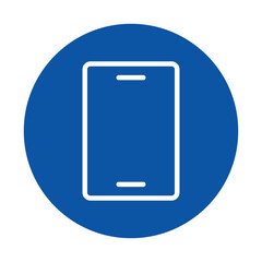 Simple Blue Icon Representing a Smartphone on a Bold Circular Background