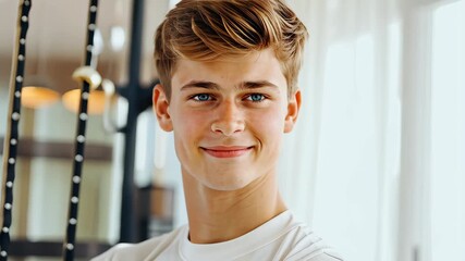 Young Man's Serene Confidence: A portrait captures the genuine smile and self-assured gaze of a youthful individual, radiating a blend of composure and optimism.