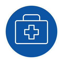 Obraz premium Simple Outline Illustration of First Aid Kit on Blue Background