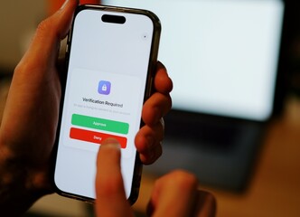 Man Uses Two Factor Authentication to Authorize Application Access Basic Enterprise Information Securtity Concept - 2FA MFA Mobile App