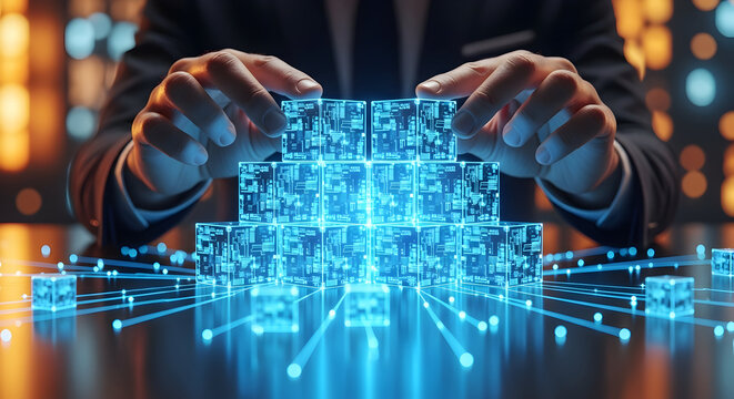 Innovative Technology Data Blocks Representing Digital Transformation