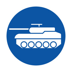 Simple Blue Icon of a Tank in a Circular Design for Military Themes