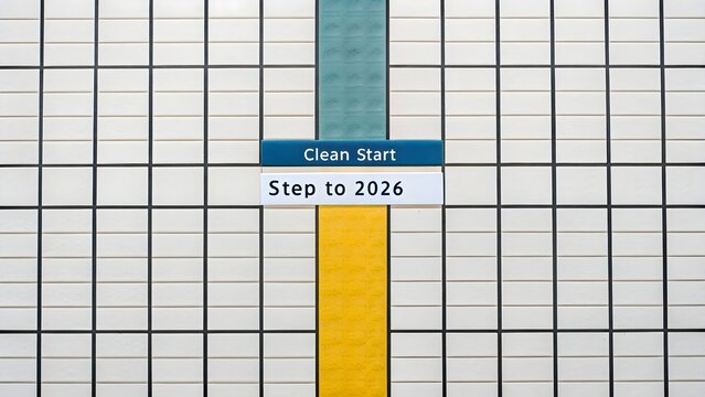 Abstract grid graphic with blue and yellow vertical focus