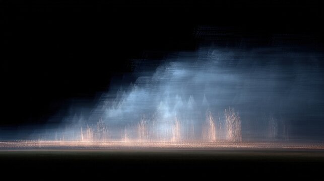 In a dark environment, light patterns blend and swirl, forming a unique abstract scene. The movement suggests depth and texture, inviting viewers to interpret the visual experience.