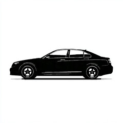 Obraz premium Black sedan drives, stylish vector illustration