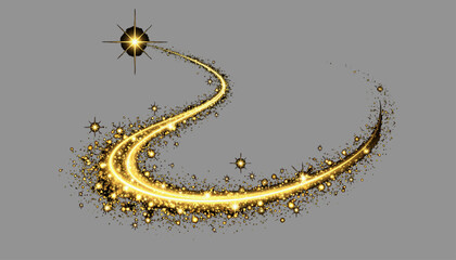 Golden Dust Sparks and Glowing Starlight Trail Vector