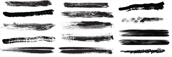 Beautiful Brushes vector collection. Grunge Elements - Brush strokes, ink paint brushes, grunge lines. Rectangle text box for social media and network. vector