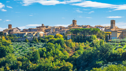 Montefalco Hill Town Skyline Over Umbrian Countryside, Italy